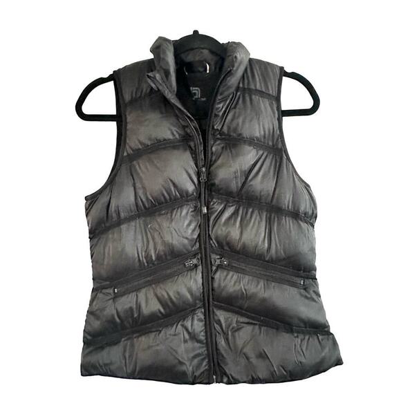 BLANC NOIR Black Puffer Vest Mesh Insets - Sz Small - Picture 1 of 5
